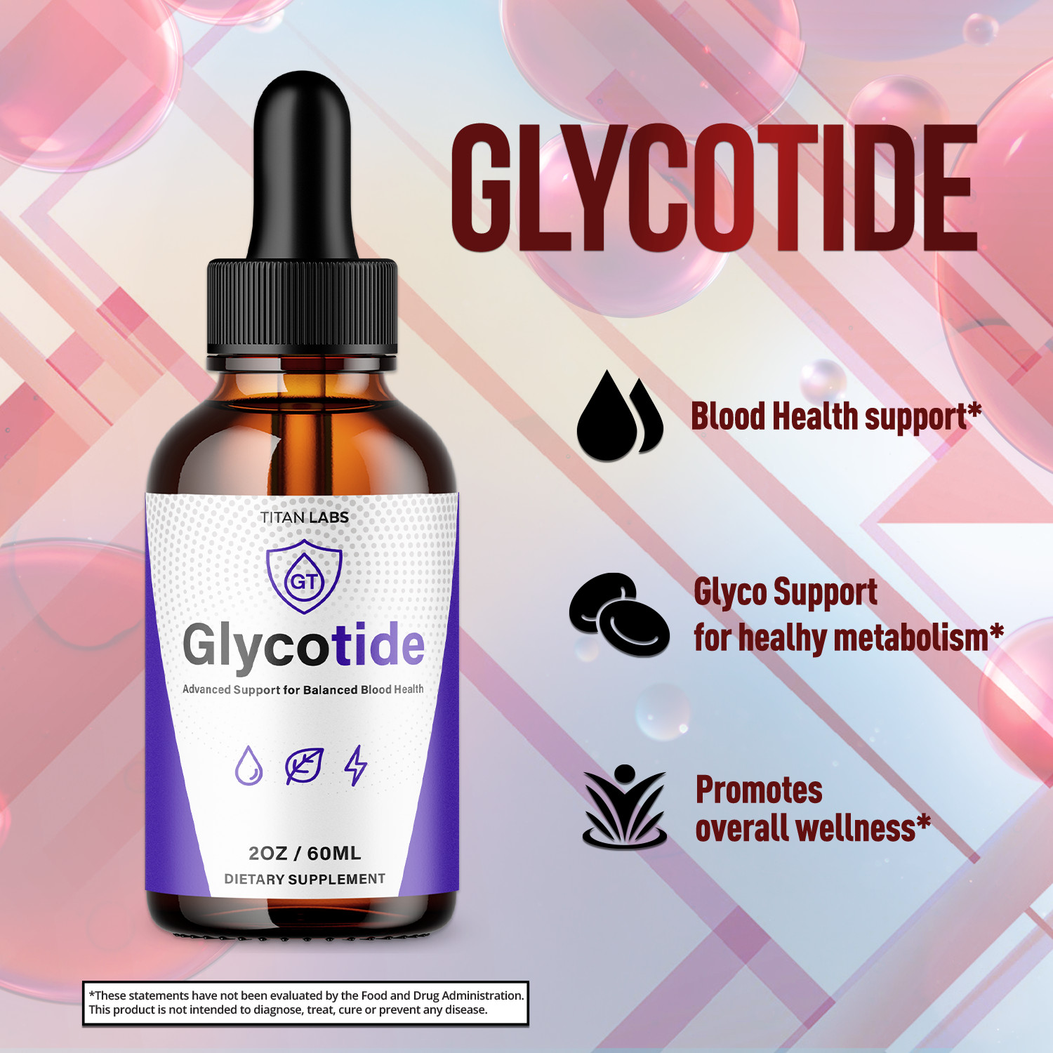 (1 Pack) Glycotide Drops Advanced Blood Support Formula Glyco Tide 30 Servings