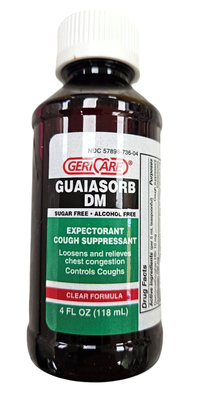 Gericare Cough Syrup GUAIASORB DM Guaifenesin & Dextromethorphan Liquid 4oz __