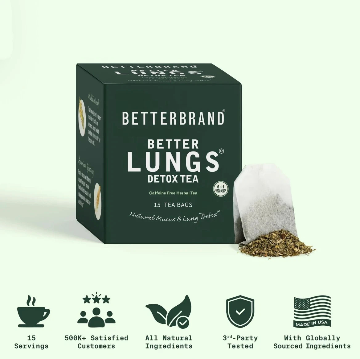 Betterbrand Better Lungs Detox Tea – Herbal Tea Bags – Mullein Leaf Ginseng