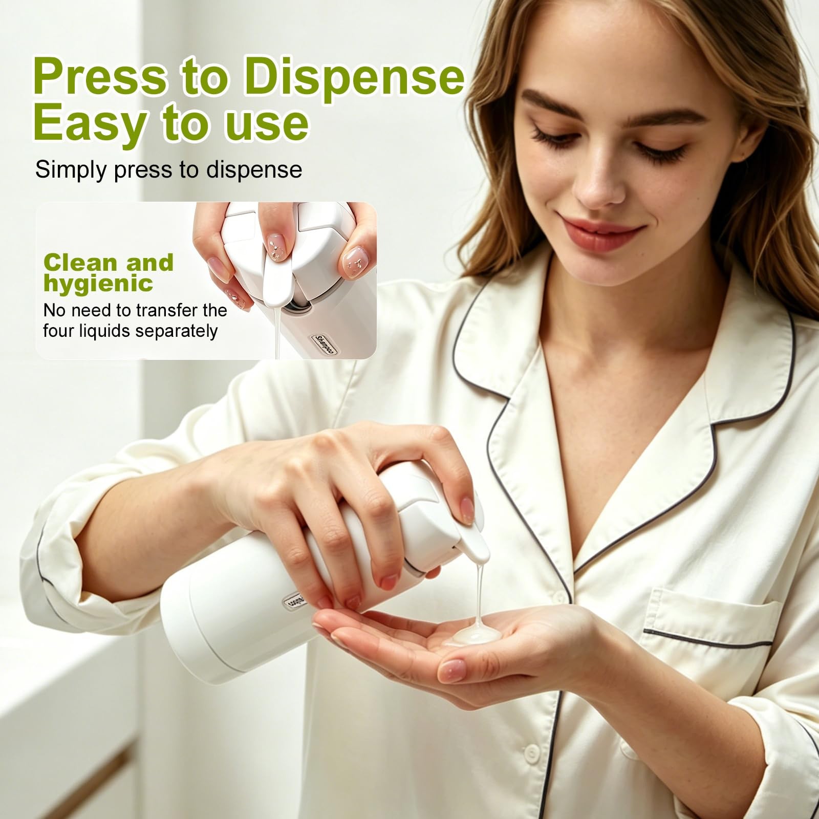 ZXAPJJD 4 in 1 Travel Dispenser Bottle, Leakproof 30 milliliters, white