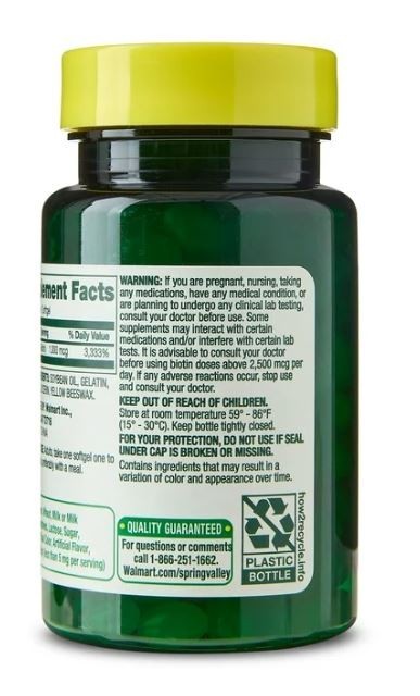 2 pack Spring Valley Biotin Dietary Supplement Softgels for Hair/Skin/Nails He