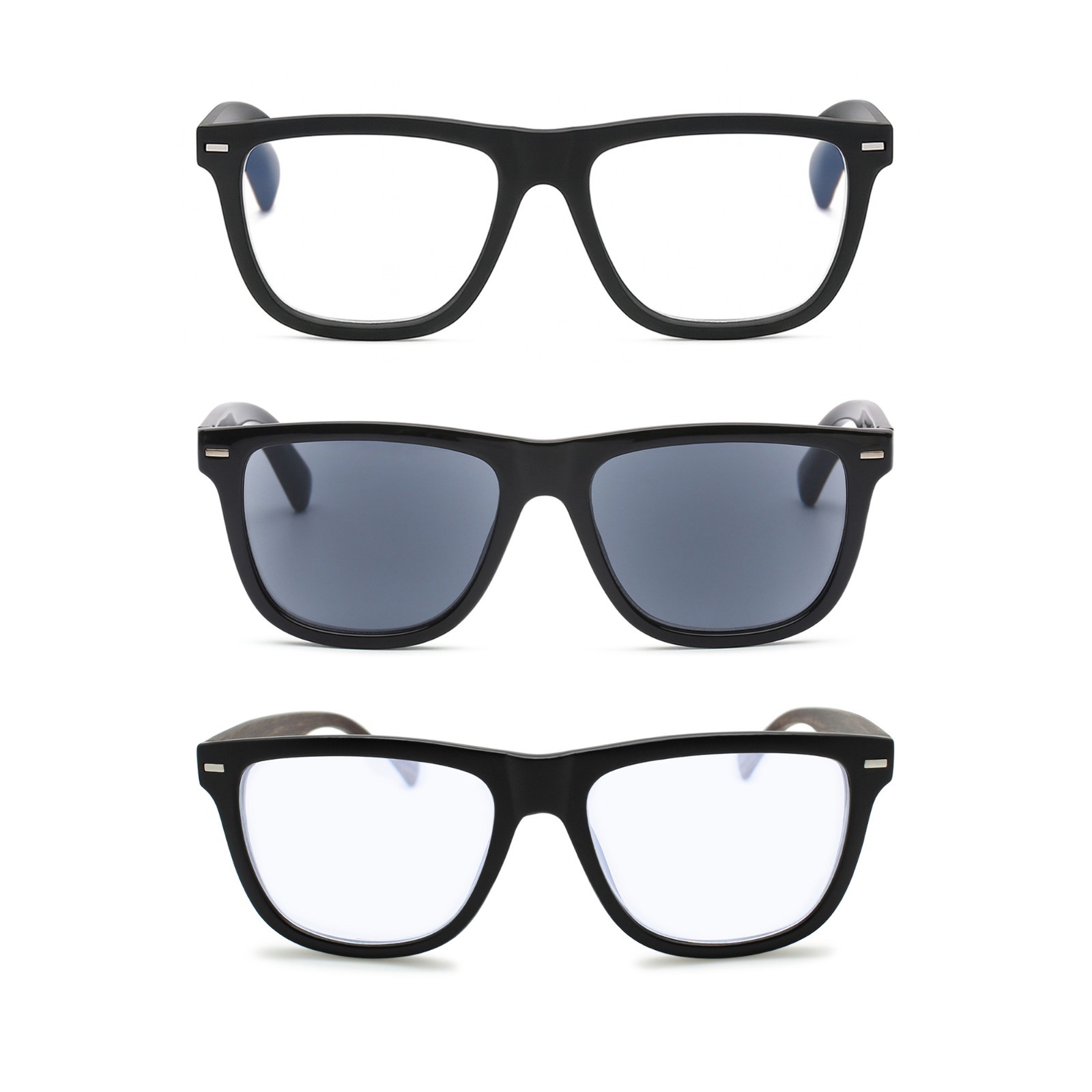 Unbreakable premium men’s reading glasses large oversized retro matte black wood