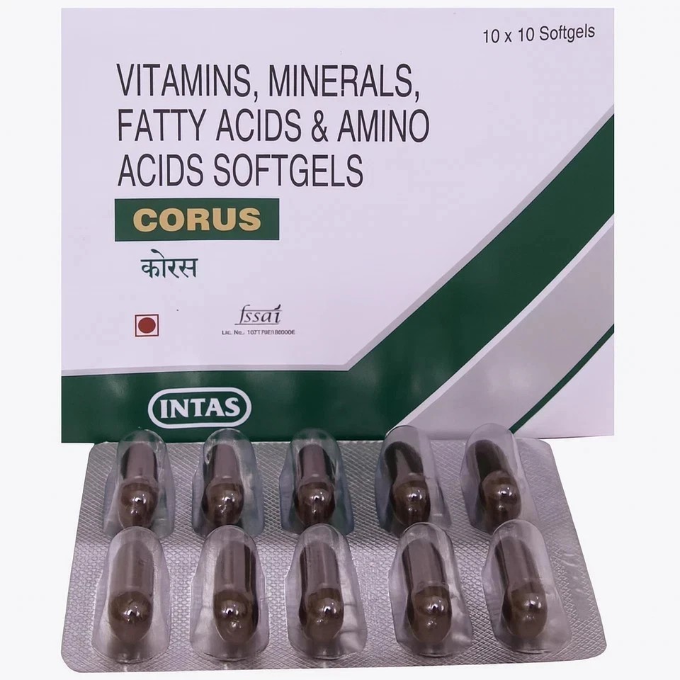 Charak Corus Soft Gelatin Capsules – 100 Caps for General Health & Well‑Being