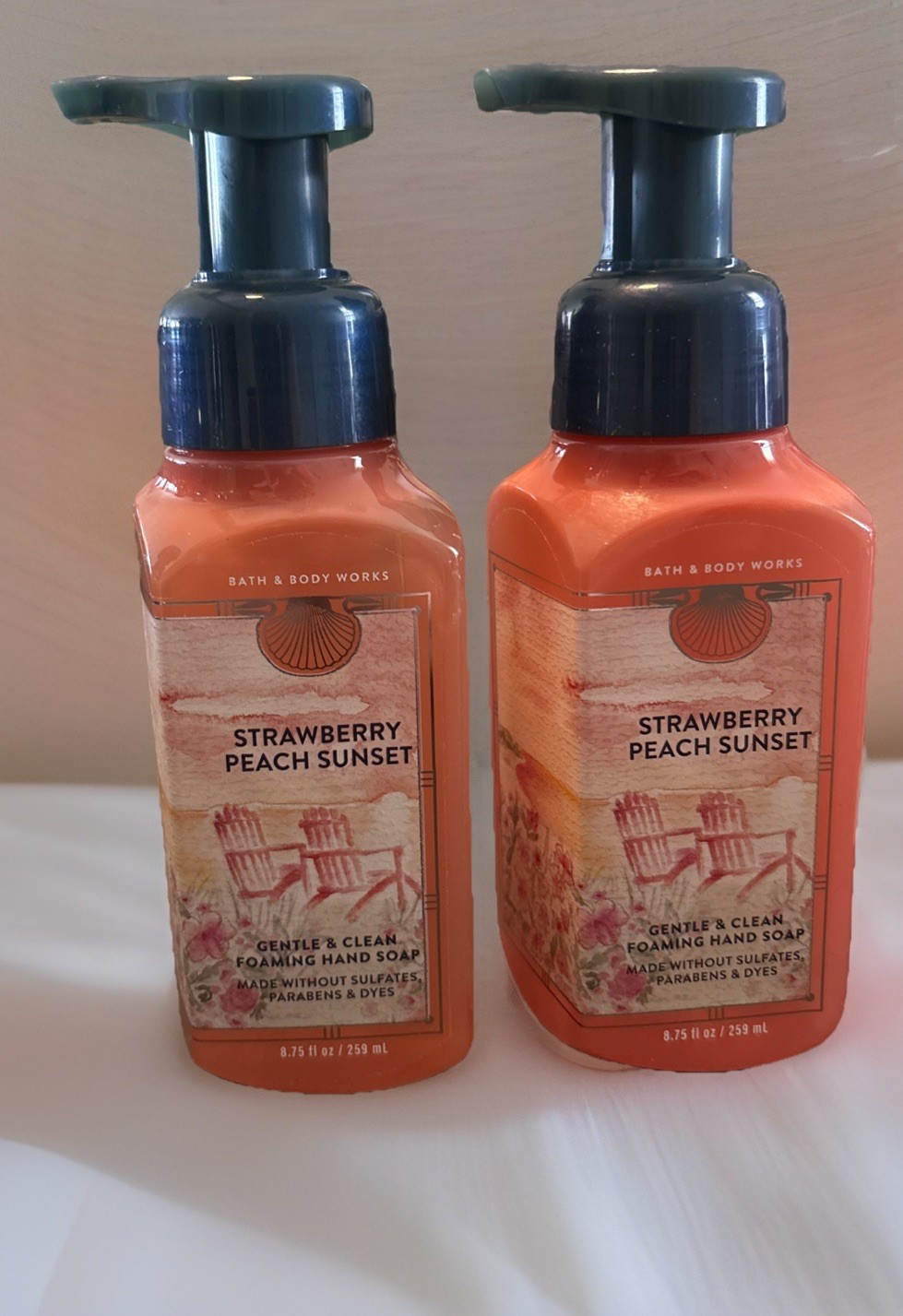 Bath & BodyWorks Strawberry Peach Sunset Foam Hand Soap Set 2🍓🍑🆕