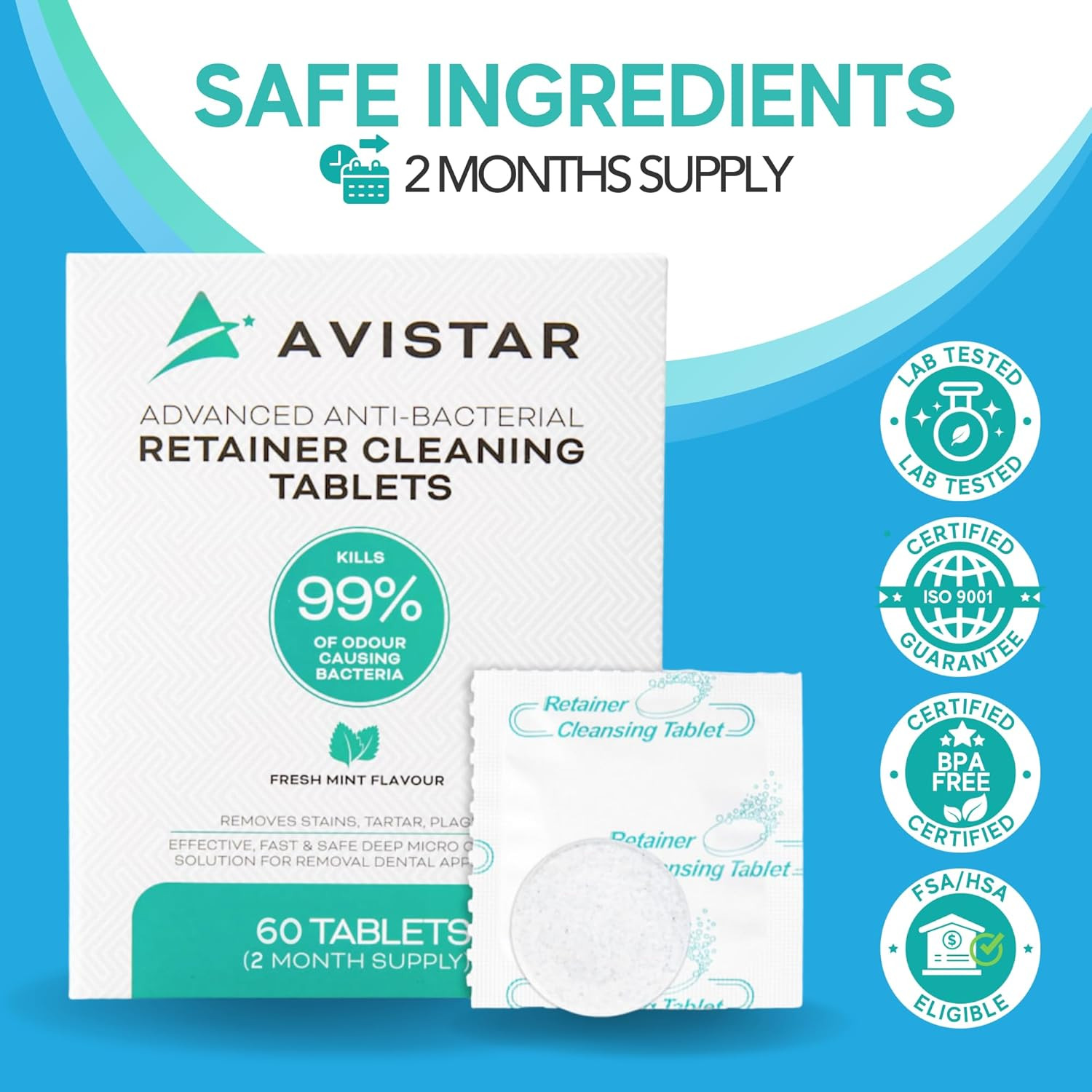 Retainer & Mouth Guard Cleaner Tablets – Mint Flavor Retainer Cleaner Tablets &