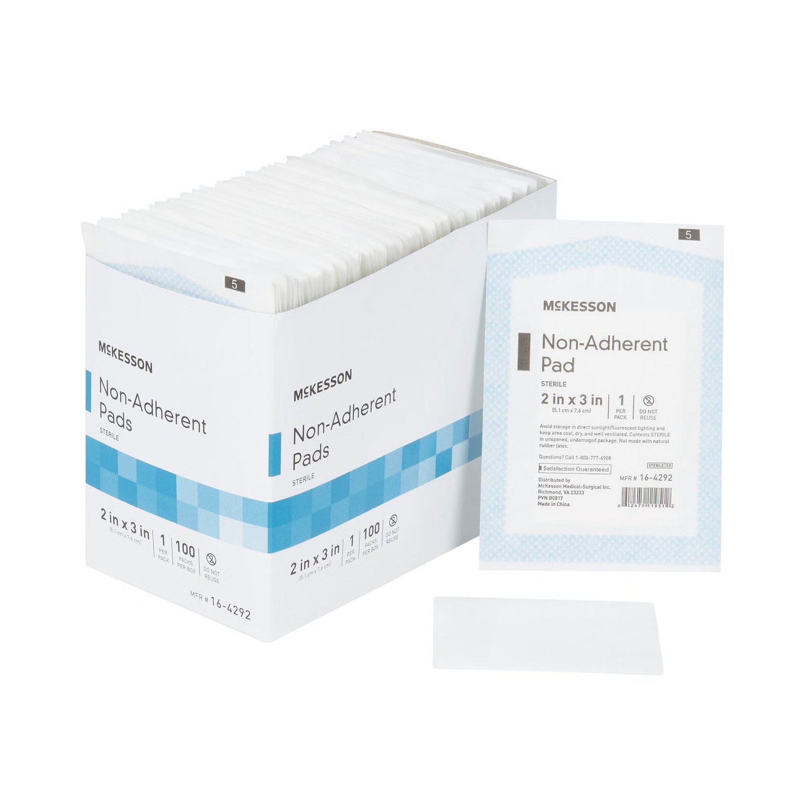 McKesson Sterile Non-Adherent Dressing Rectangle 2 x 3″ 16-4292 100 per Box