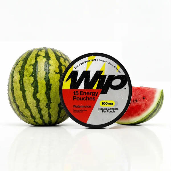WIP Energy Pouches Watermelon 100 mg 15 Count Caffeine B Vitamins Sugar Free