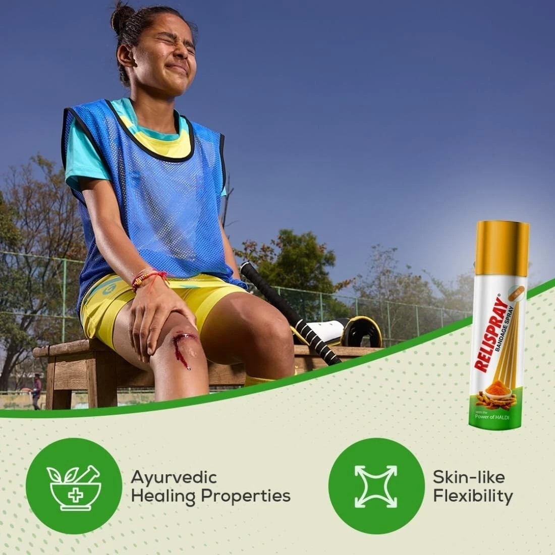 RELISPRAY Antiseptic Waterproof Ayurvedic Bandage Spray with Turmeric (2 x 75gm)
