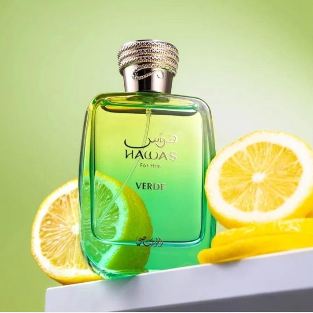 Rasasi Hawas Verde – EDP 3.4oz Men Long Lasting – Citrus, Fresh Spicy, Conifer