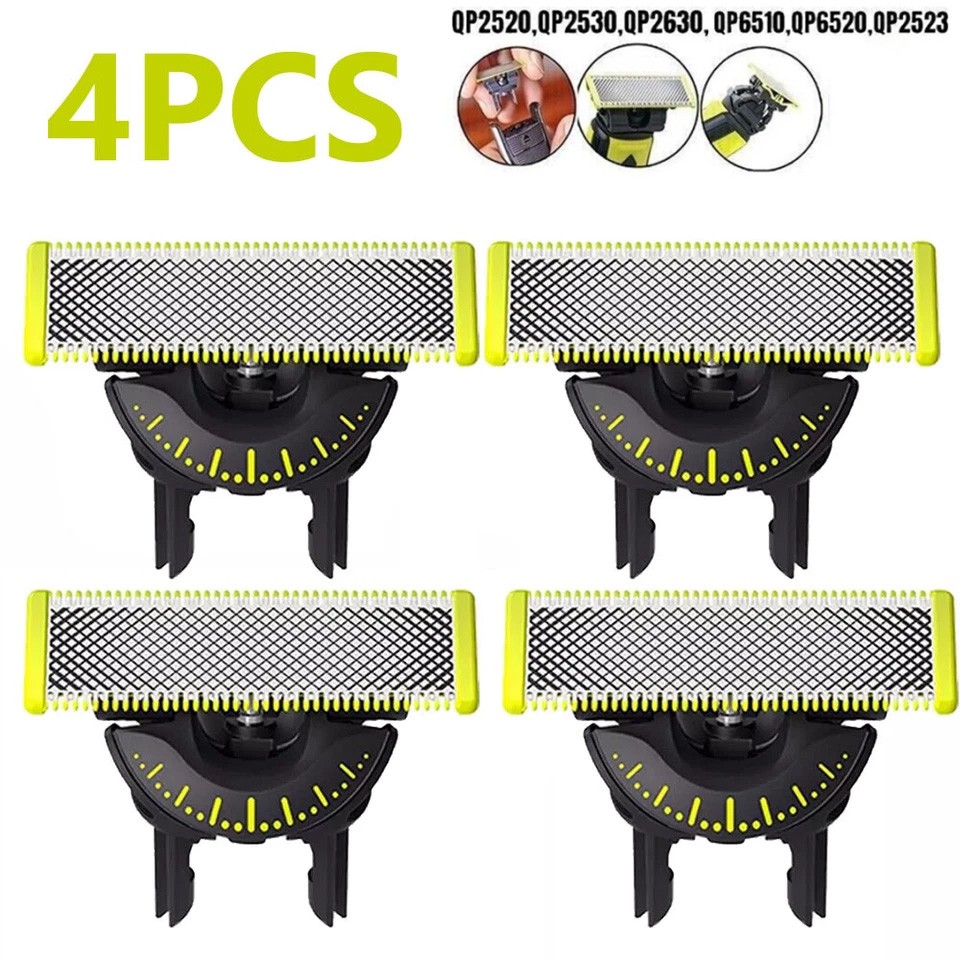 4PC 360° Replacement Blades For Norelco OneBlade QP2520 /QP6510 /QP6520