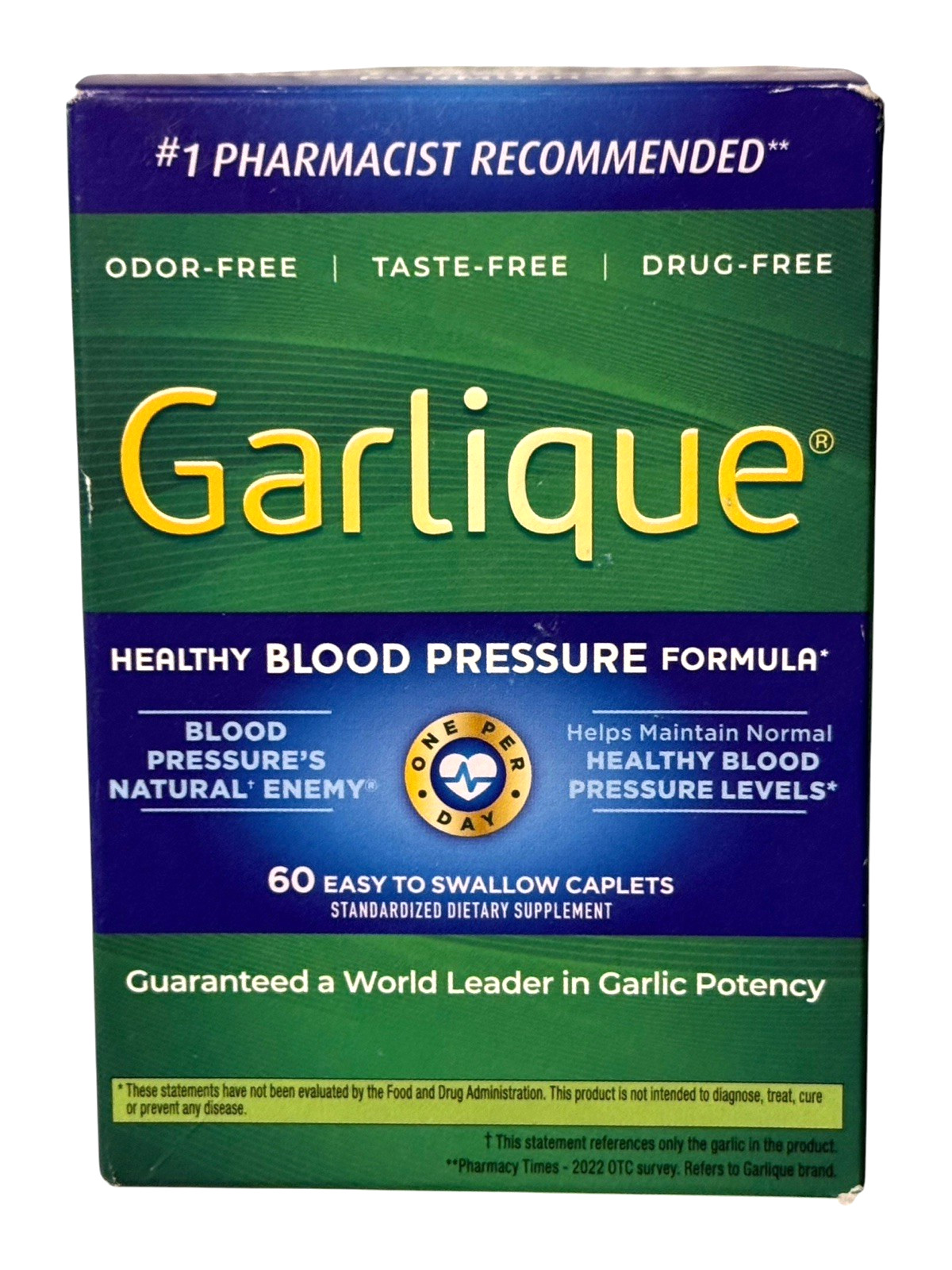 Garlique Healthy Blood Pressure Formula – 60 Easy To Swallow Caplets – Ex: 9/26