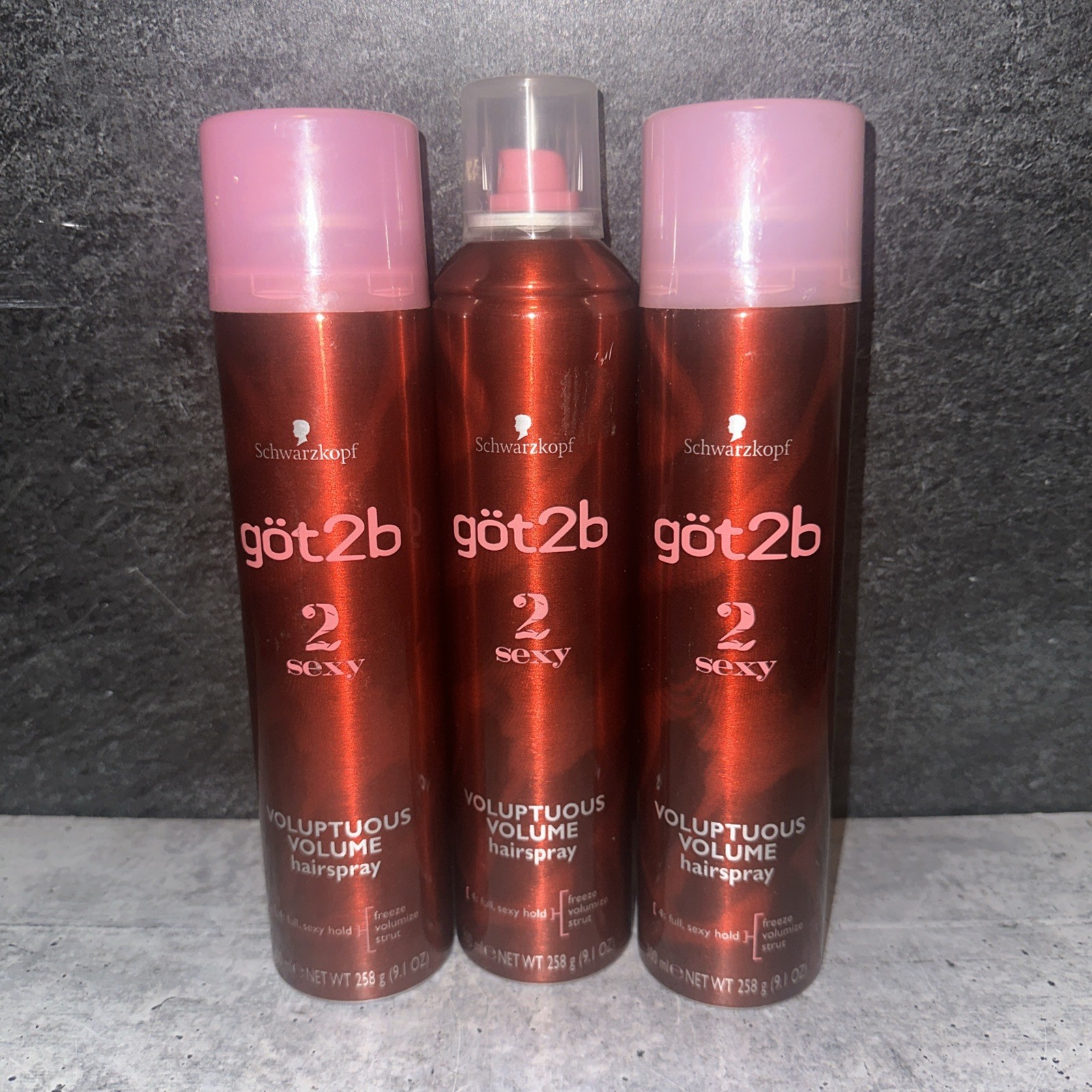 3 Lot SCHWARZKOPF Got2B 2 Sexy Voluptuous Volume Hairspray 9.1 Oz