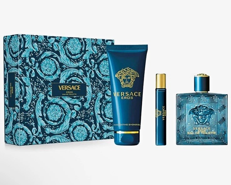 Versace Eros 3 Pc Gift Set EDT 3.4 Oz RETAIL $128 NIB