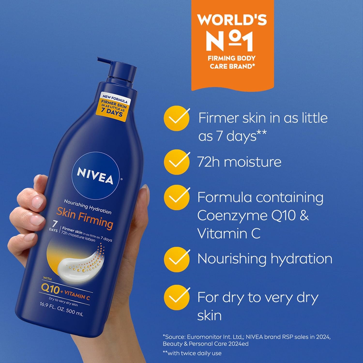 NIVEA Sheer Hydration Firming Body Lotion Q10 + Vitamin C, 16.9 fl oz