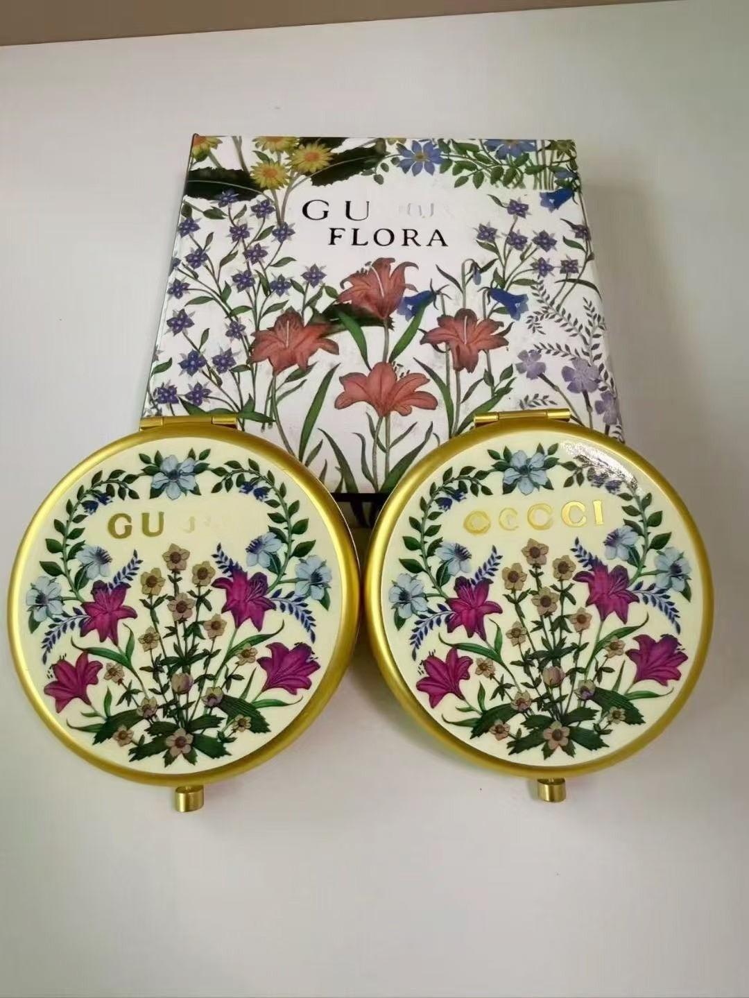 Floral Pattern Compact Mirror Beauty Promo Gift