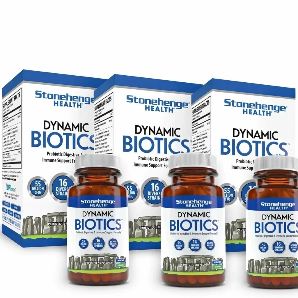 3 pack Dynamic BIOTICS Stonehenge Probiotic Immune, Digestive, IBS & Gut Support