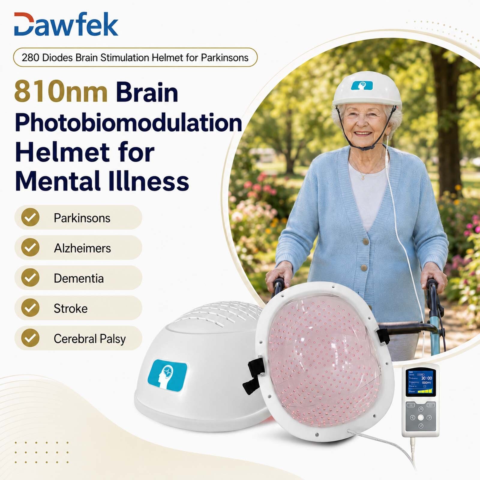 810nm PBM Therapy Helmet 280 LEDs for Insomnia Memory Loss and Stress Support