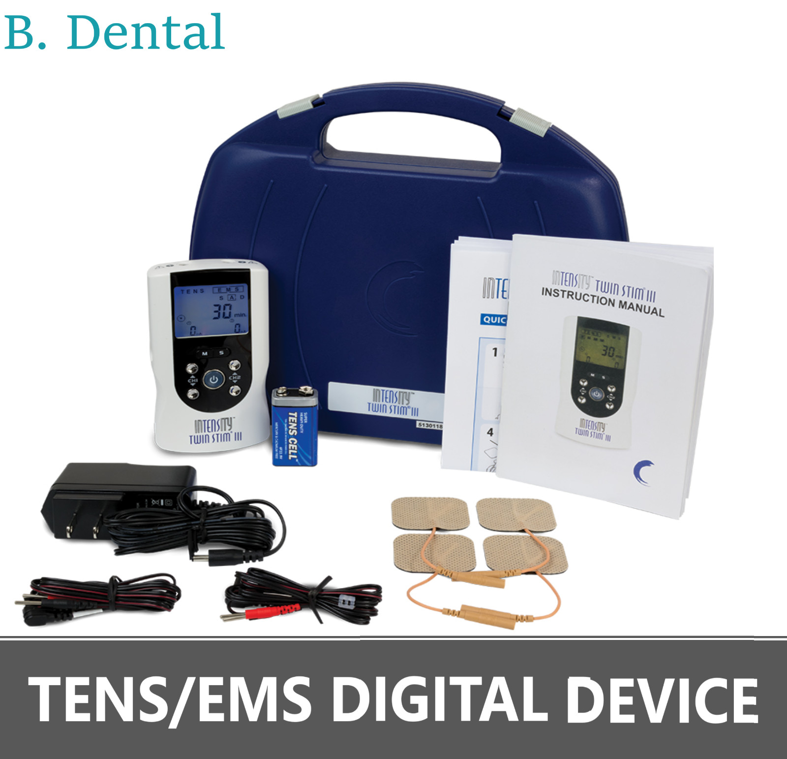 Muscle Stimulation Therapy Digital Device, Four modes, Electrodes, 1 Year Wrnt