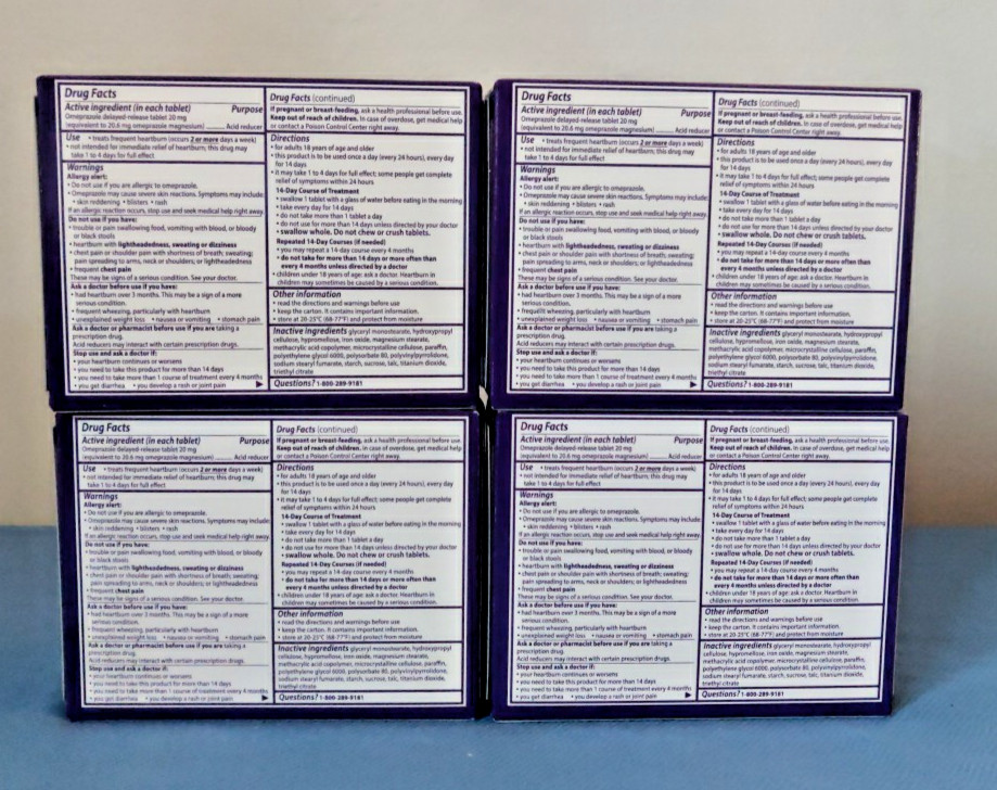 X4 New Prilosec OTC 24HR Acid Reducer 20mg – 28 Tablets Each Box Exp. 09/2027