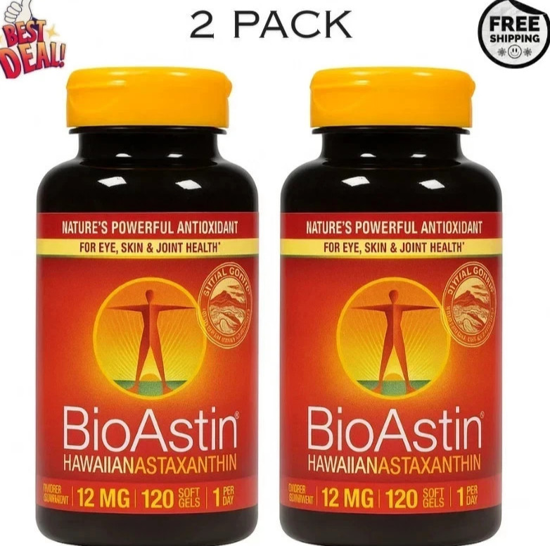BioAstin Hawaiian Astaxanthin 12 mg – 120 Softgels | Exp 02/2028 (2 Pack)
