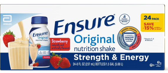 Ensure Original 8 fl oz Nutrition Shake – Strawberry (Pack of 24 Bottles)