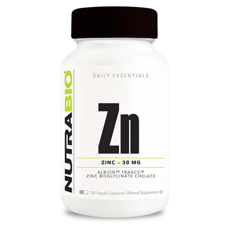 NutraBio – CHELATED ZINC (30mg) – 120 Capsules