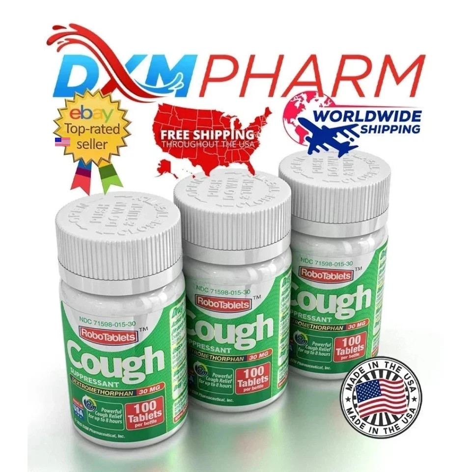 3 PACK RoboTabs Cough Suppressant Dextromethorphan 30mg 100 Tablets Each