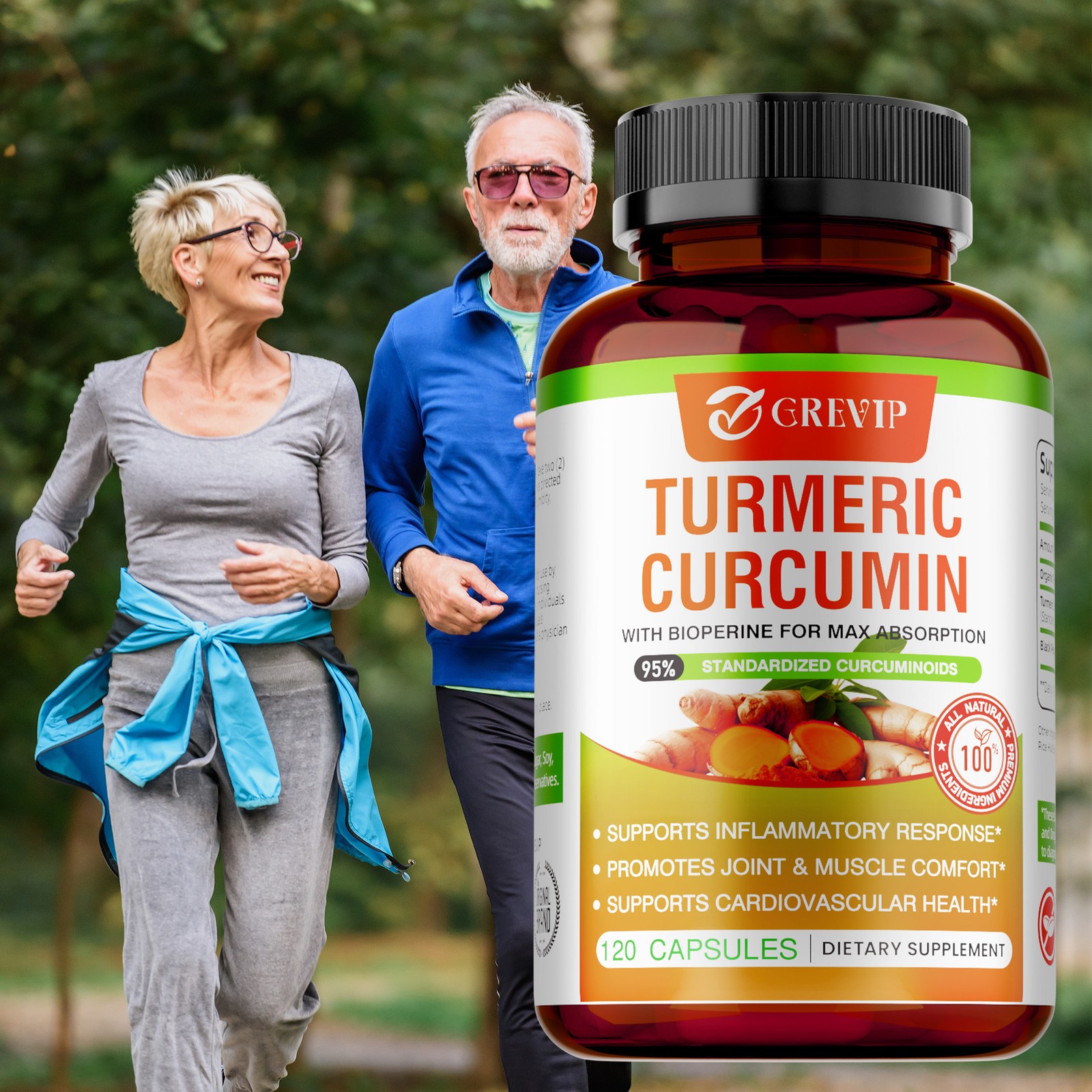Turmeric Curcumin Supplement 240pcs – Improves Digestion and Absorption, Non-GMO