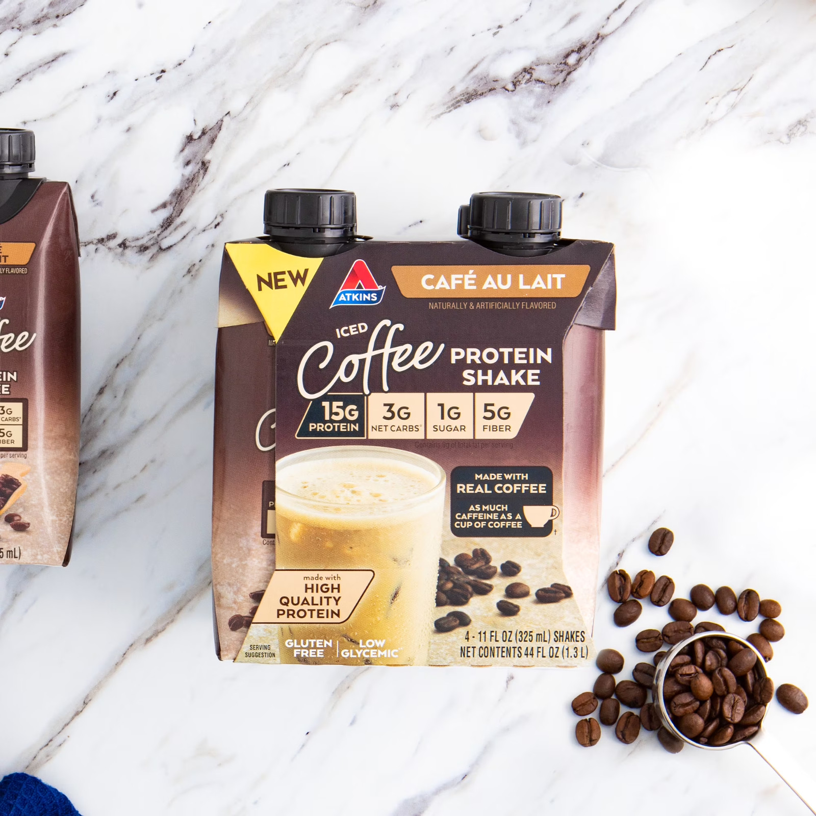 Atkins Café au Lait Protein Shake Ready to Drink Low Carb Keto 4 Pack