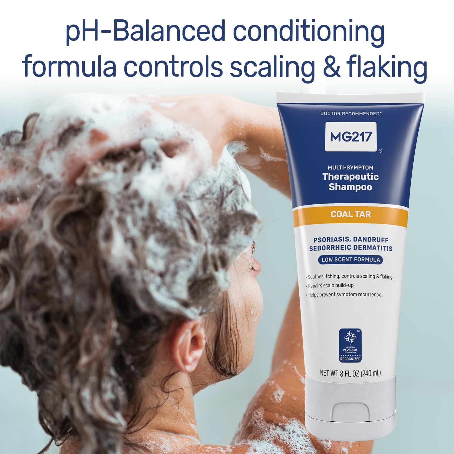 MG217 Psoriasis Shampoo with Coal Tar, Therapeutic Scalp 8 Fl Oz (Pack of 1)