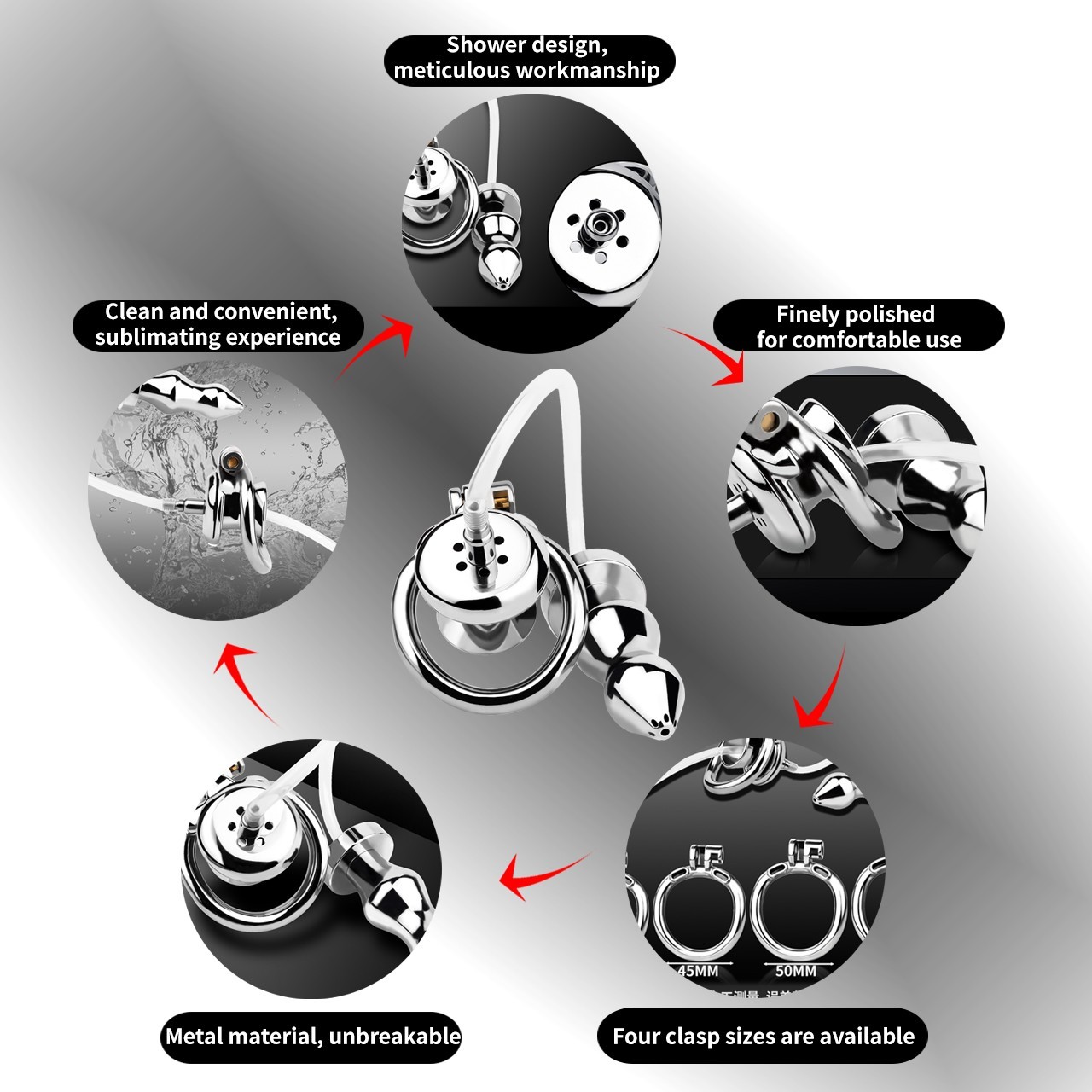 Inverted Penis Cage Chastity Device Set Stainless Steel Sissy Cage BDSM