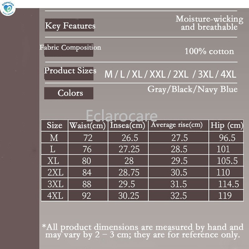 3Pcs Washable Incontinence Underwear for Men Leakproof Bladder Leakage Cotton