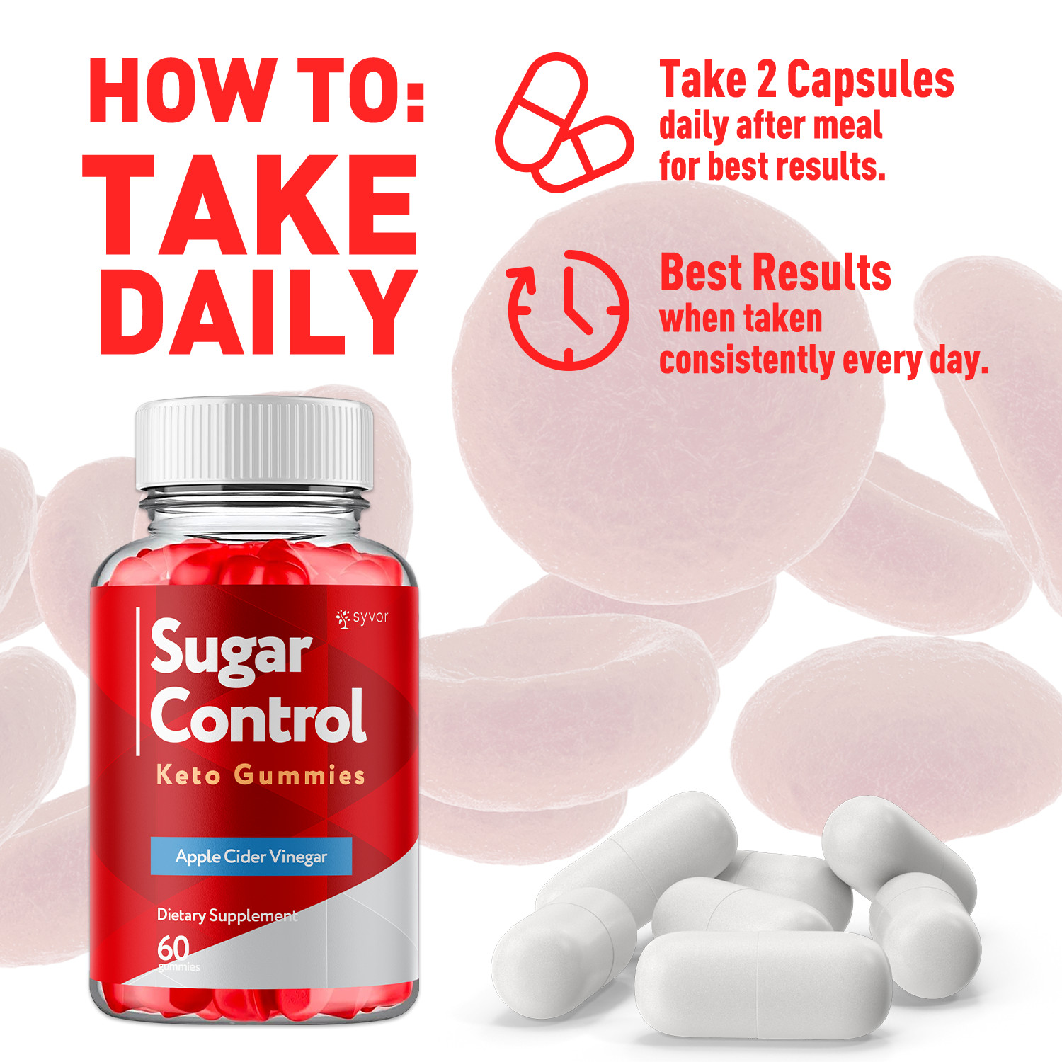 (1 Pack) Sugar Control Keto ACV Gummies 1000MG SugarControl Vitamin 60 Gummies