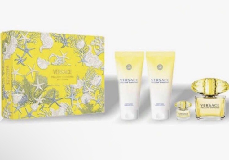 Versace Yellow Diamond 4 Pc Gift Set Women EDT 3 Oz RETAIL $189 NIB