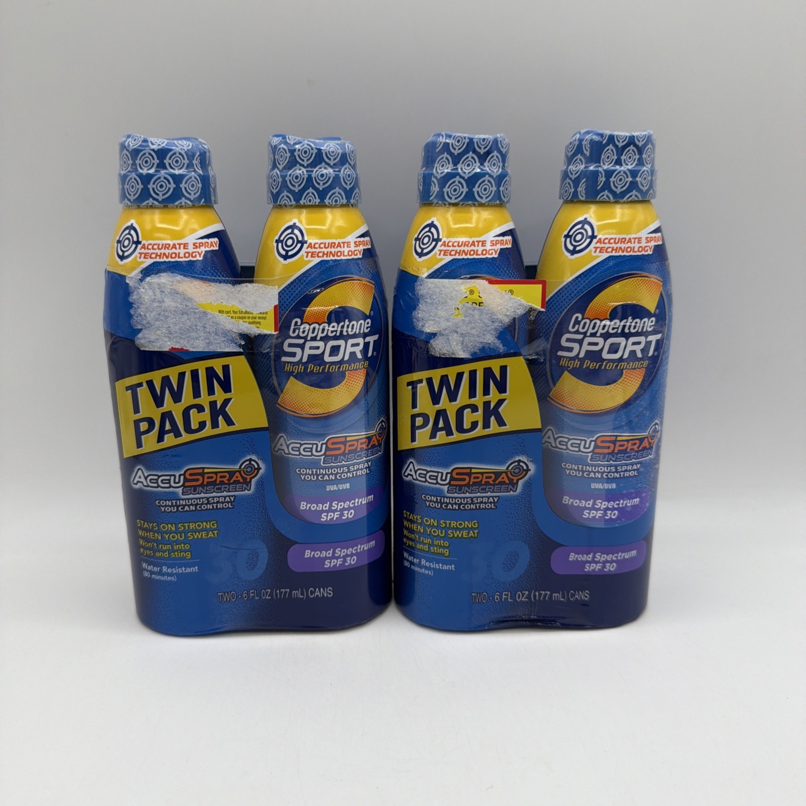 Coppertone Sport Broad Spectrum SPF 30 Sunscreen Spray 6Oz 4 Pack