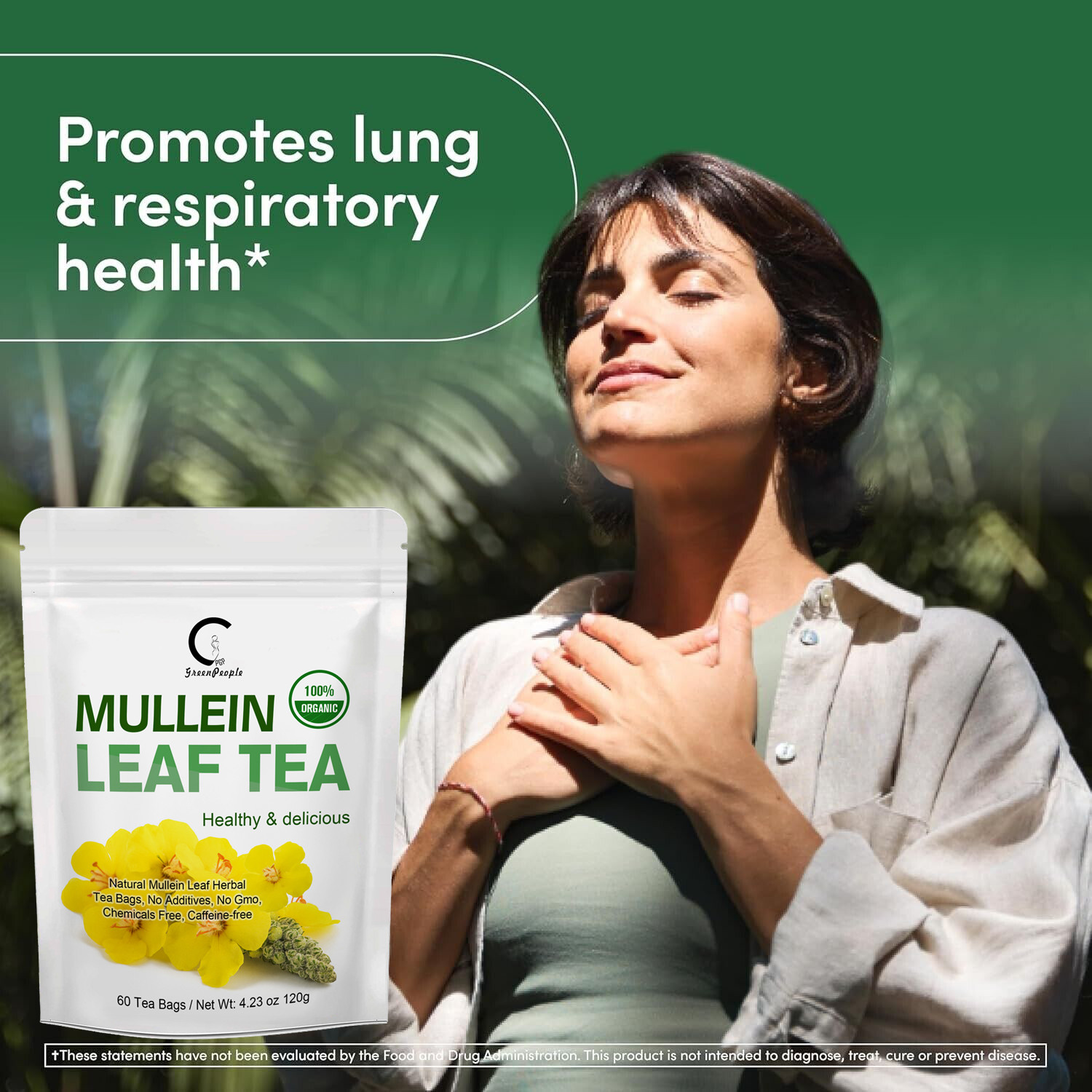 Mullein Leaf Tea for Lungs Cleanse & Immune Support, 100% Natural, Caffeine Free