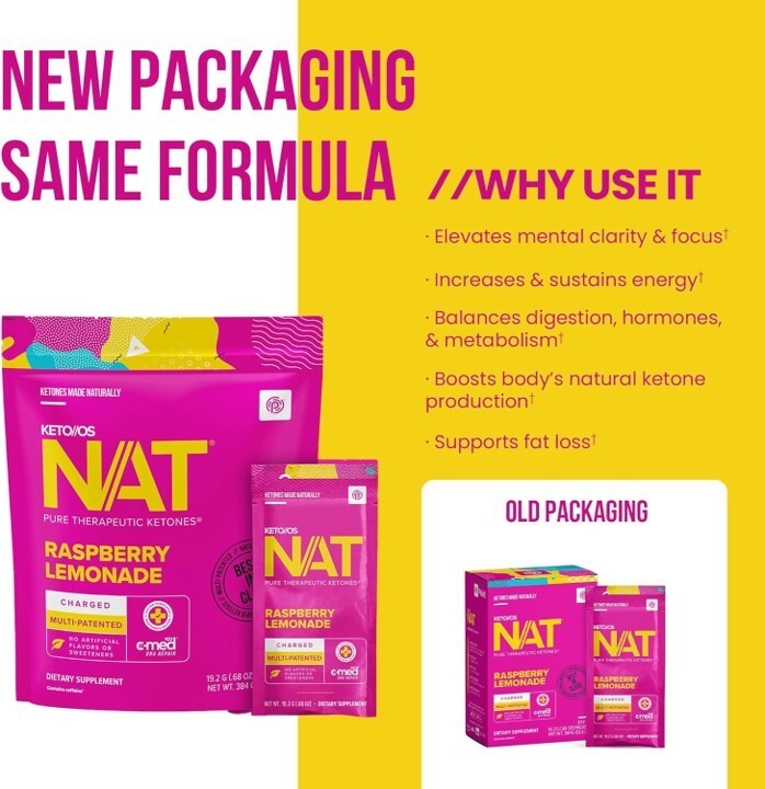 PRUVIT Keto OS NAT Raspberry Lemonade Charged 20 Pack New Free Shipping