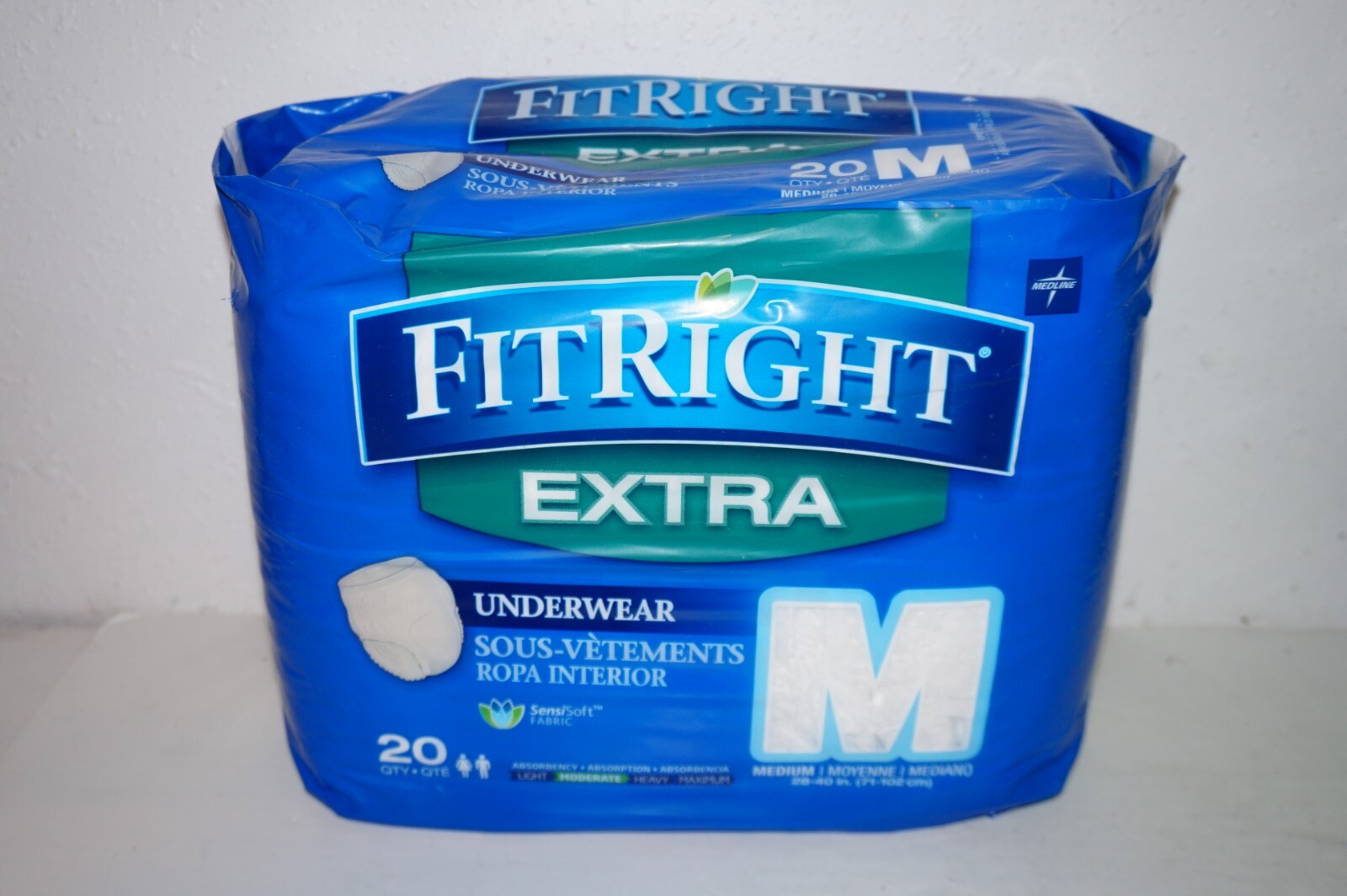 20 Count FitRight Underwear Unisex Adult M Extra Absorbency Incontinence