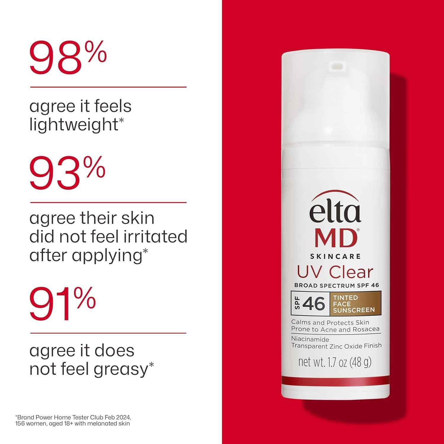 2 Pack E(ta MD UV Clear TINTED Facial Sunscreen SPF 46 1.7 oz EXP 03/27 USA SHIP