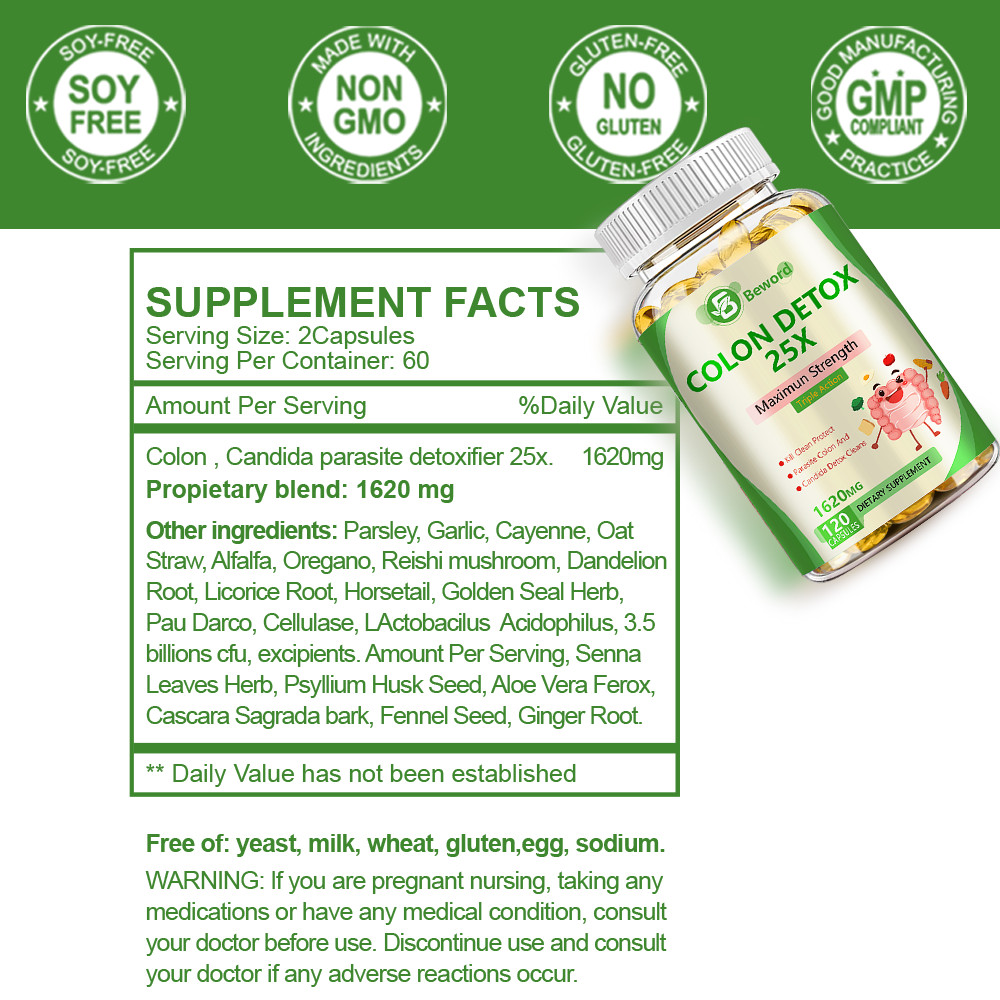 Anti-Parasite & Candida Cleanse Supplement Body Colon Detox 120 Caps