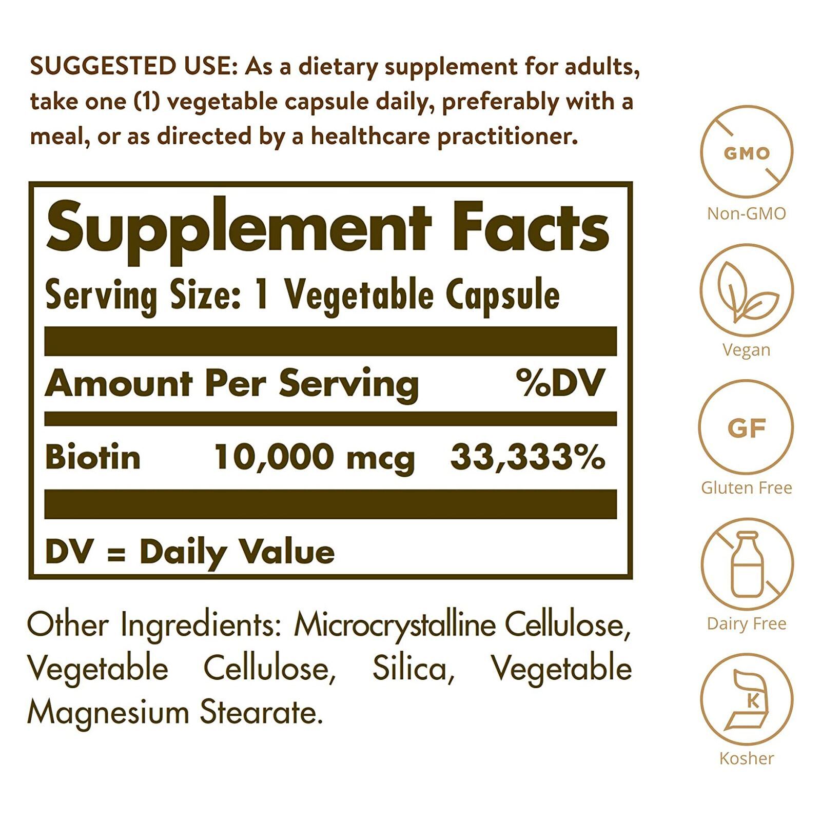 Solgar Biotin 10000 mcg 120 Vegetable Capsules