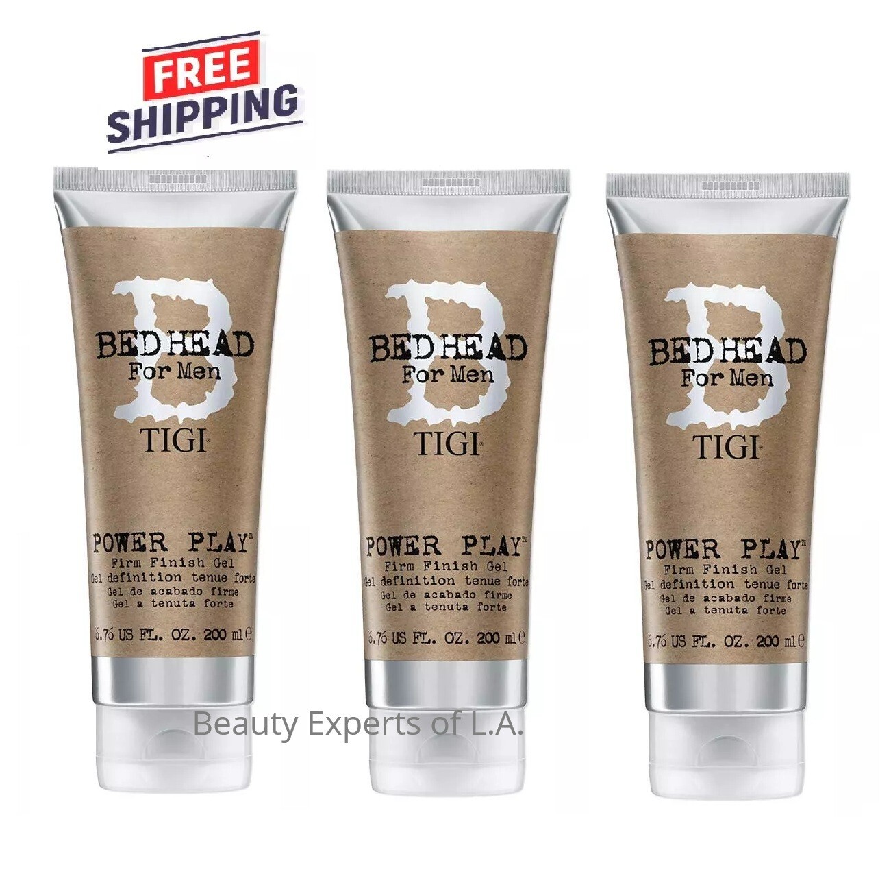 3 PACK TIGI Bed Head Men Power Play Firm Finish Gel 6.76oz / 200ml