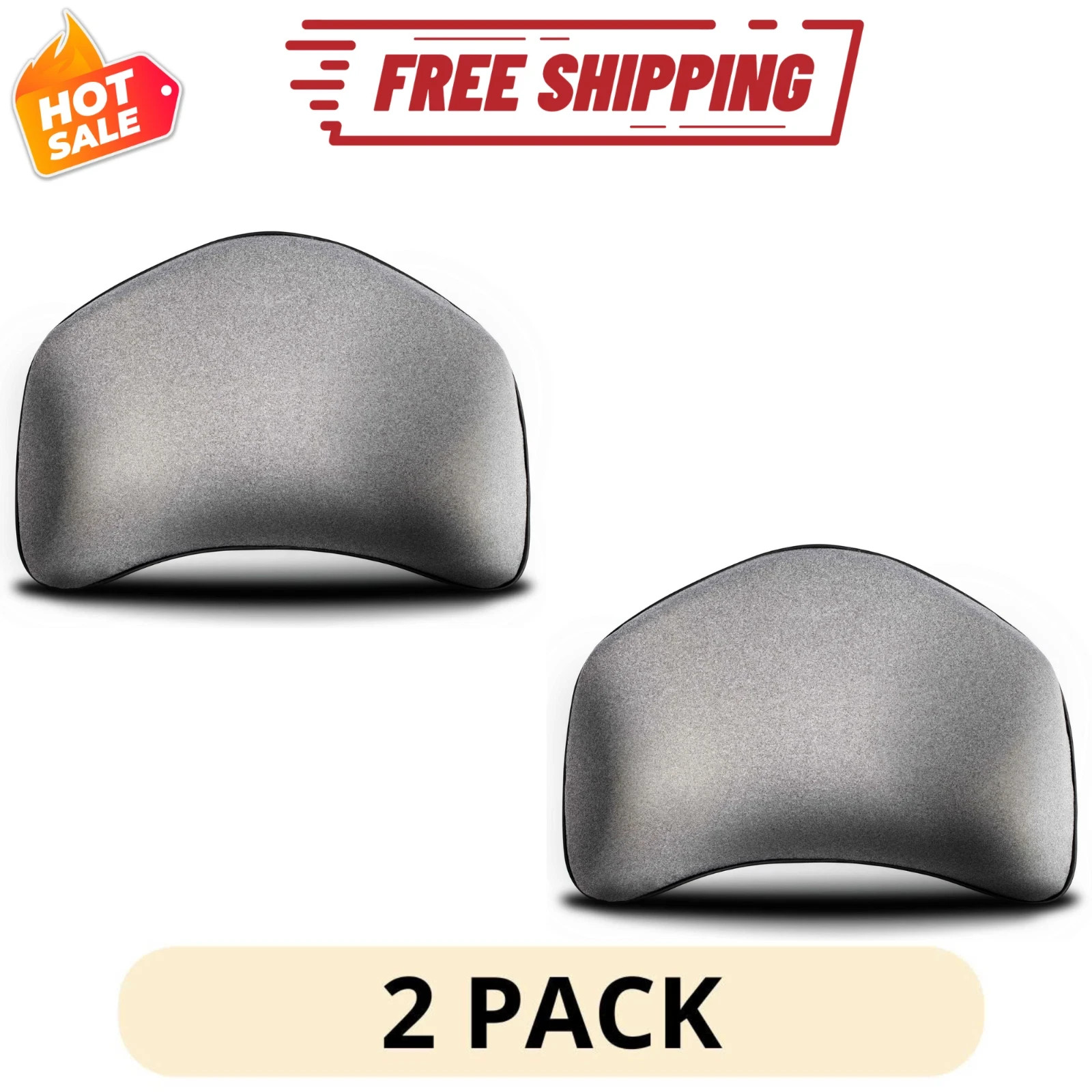2Pack Auto Drive Ergonomic Lumbar Support Memory Foam Cushion Gray Universal Fit