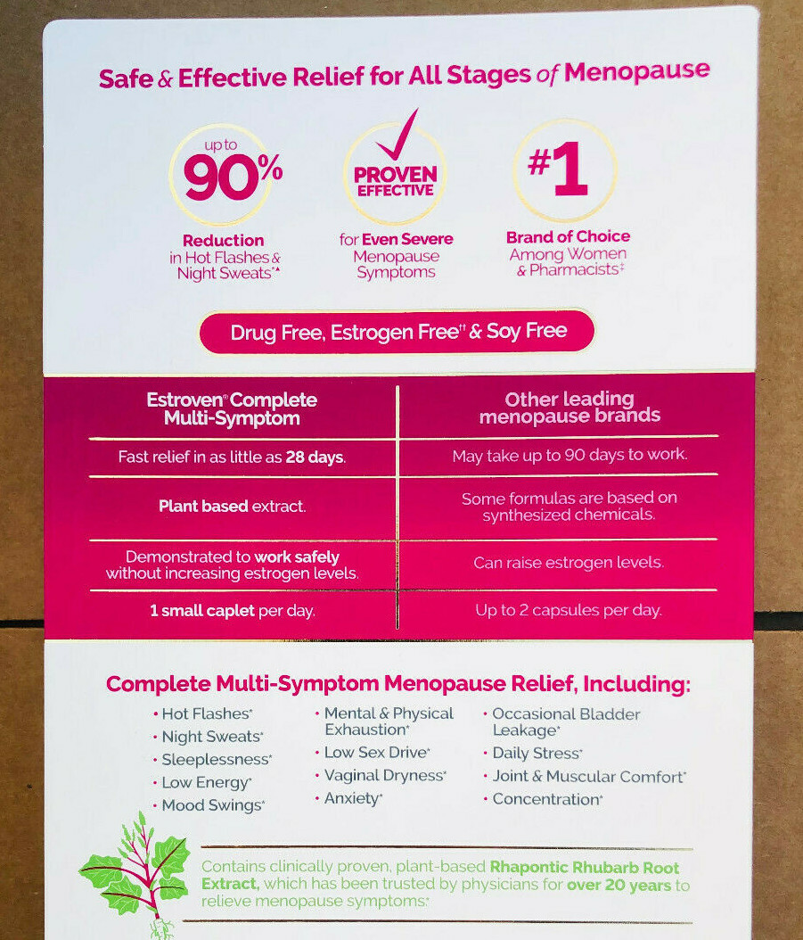 Estroven Complete Menopause Relief 84 Caplets Multi-Symptom