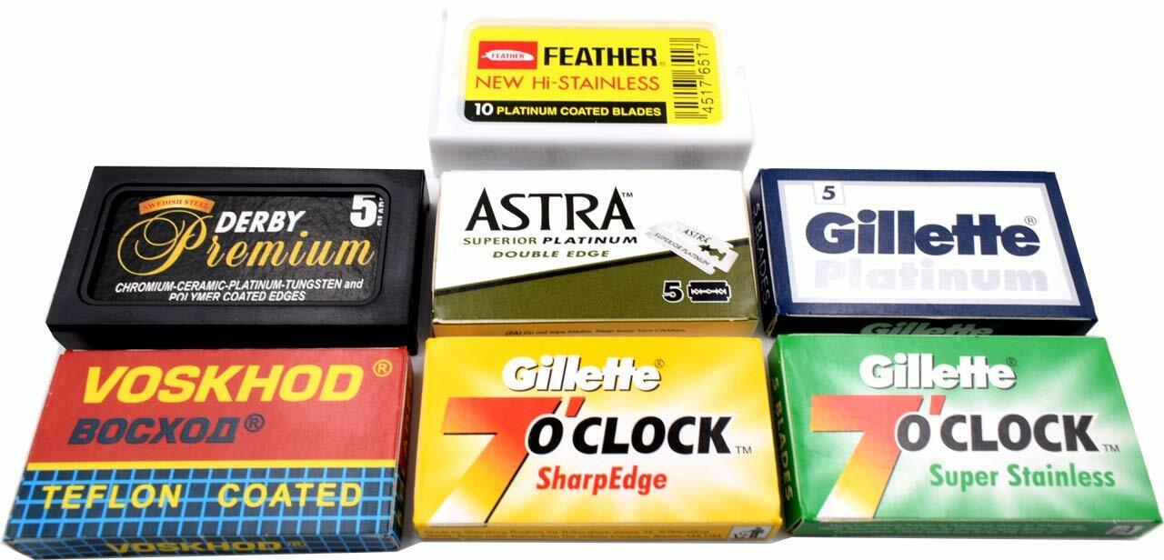 Astra-Derby-Feather-Voskhod 40 Quality Double Edge Razor Blades Sampler 7 brands