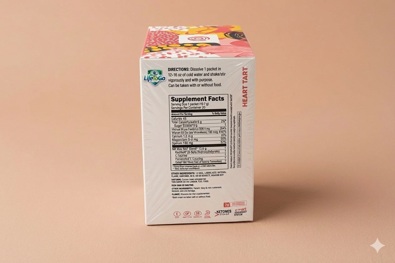 Pruvit Ketones NAT 20 Packets HEART TART Caffeine Free/ FREE SHIPPING EXP: 2026