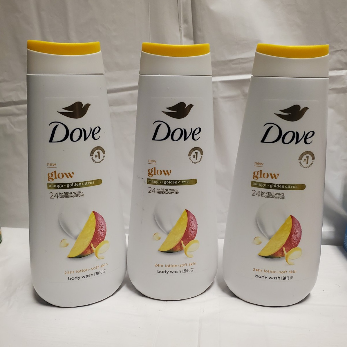 Dove Glow Hydrating Body Wash Mango + Golden Citrus Scent 20 fl oz 3 Pack