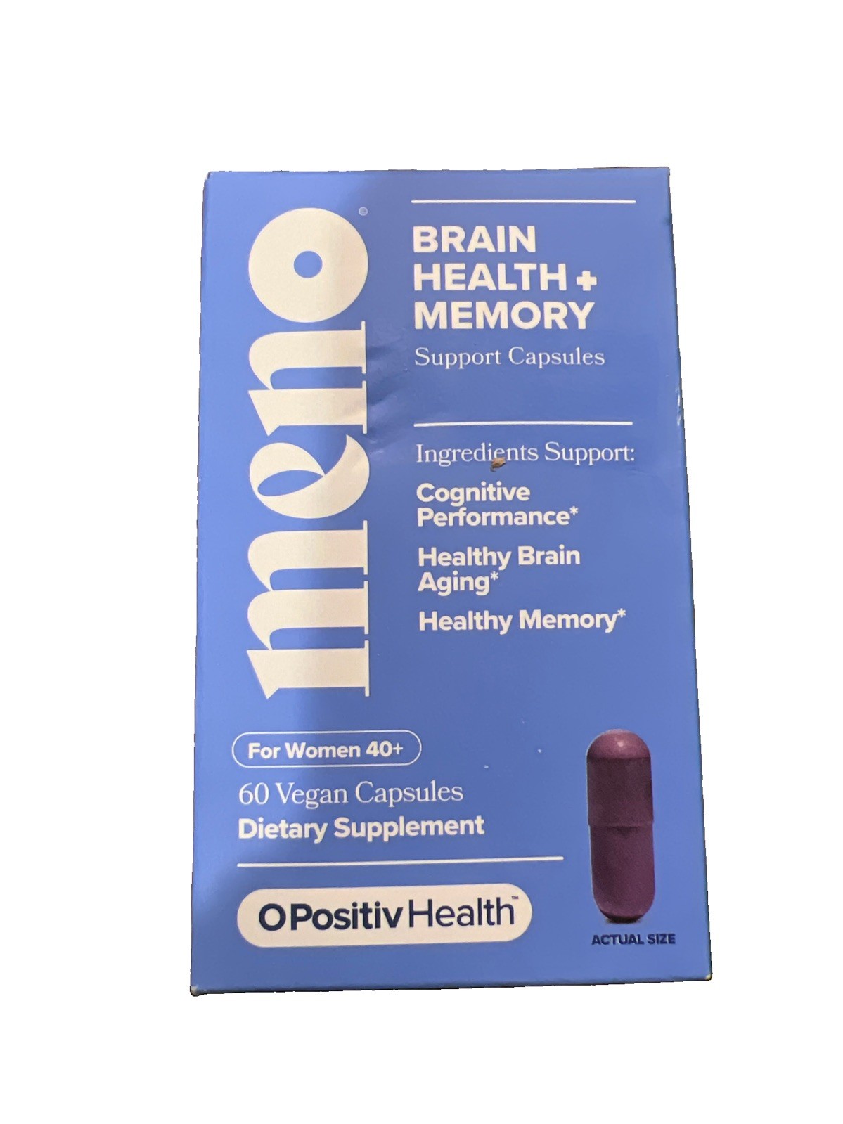 O Positiv MENO Brain Health Memory Support Capsules 60 Ct Exp 03/2027 New