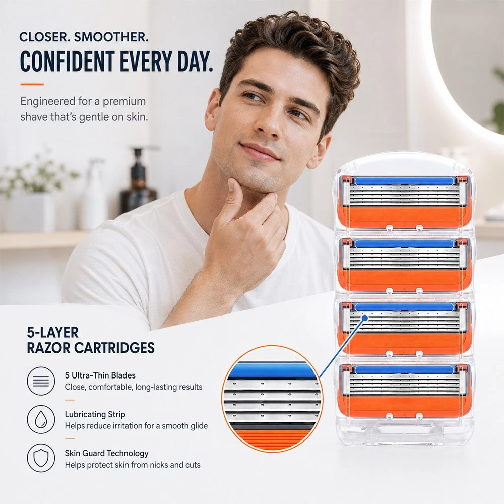 4~1000PCS Shaving Razor Blades Refills Compatible for GiIIette Fusion 5 Proglide