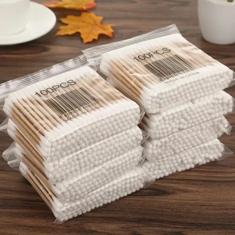 500pcs Bamboo Cotton Swabs Double Ended Ear Makeup Clean Unscented Bulk Free Shi